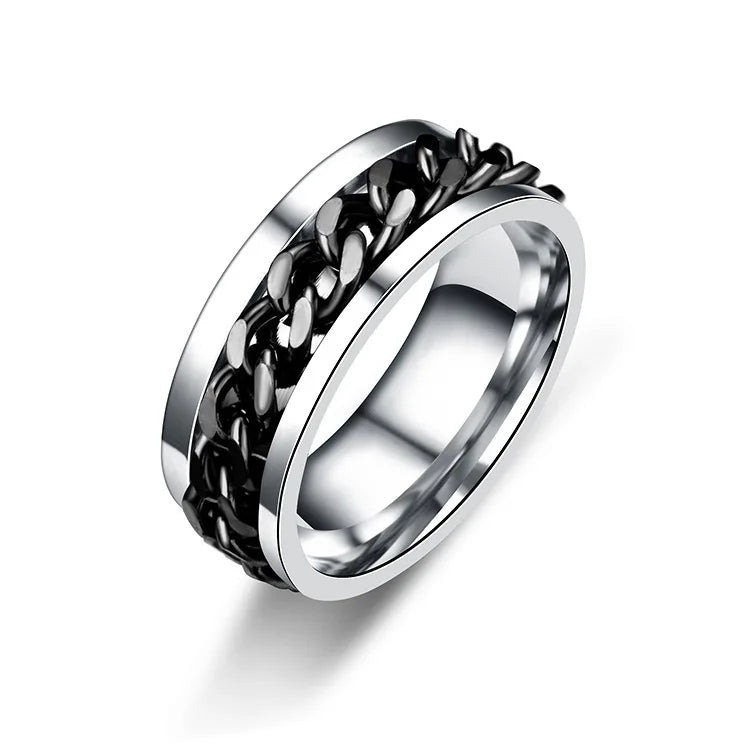 Titanium Steel Rotatable Chain Rings for Women Men Spinner Ring