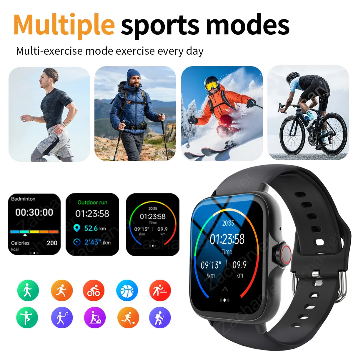 sports smartwatch, wireless calling, information reminder, men's and women's multifunctional