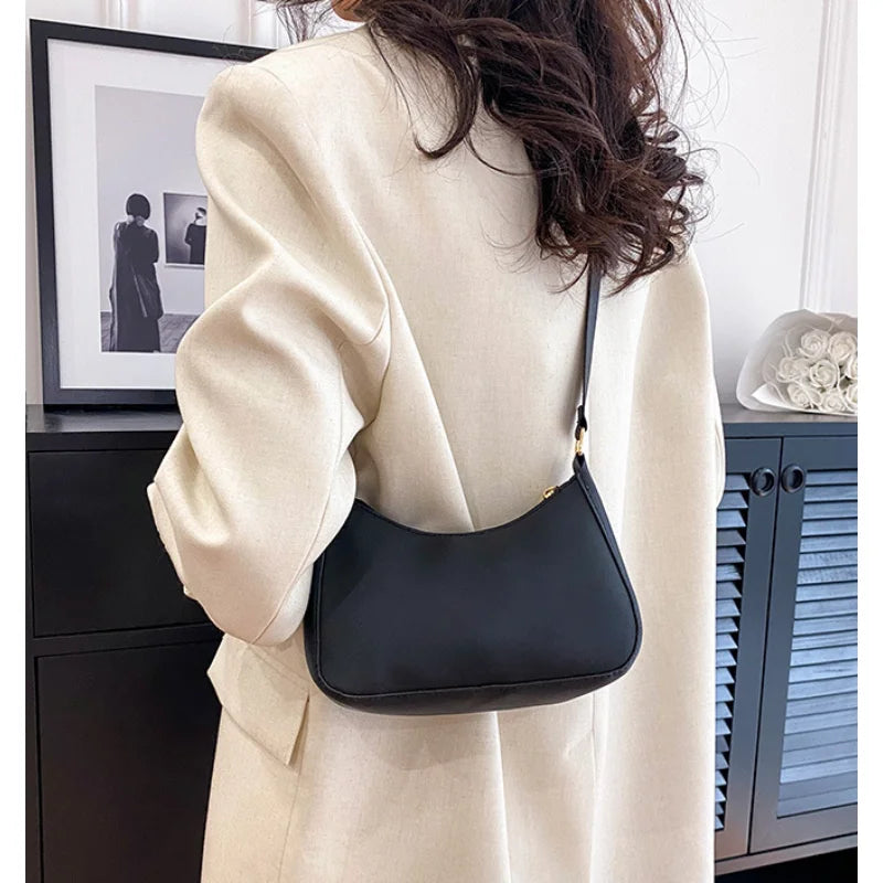 2025. Solid Color PU Leather Shoulder Underarm Bag Women's Fashion Handbags