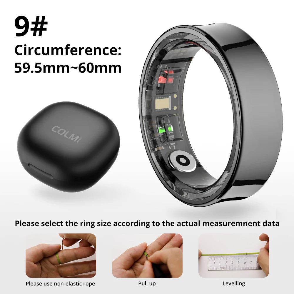 2025 COLMI R09 Smart Ring For Men Women, Heart Rate Blood Oxygen Monitoring, 5ATM & IP68 Waterproof For Android iOS