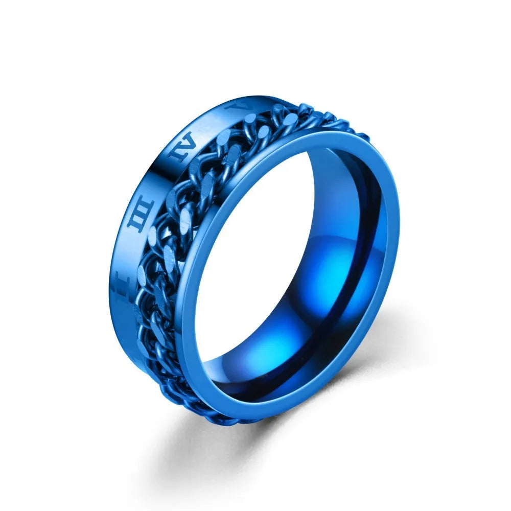 Titanium Steel Rotatable Chain Rings for Women Men Spinner Ring