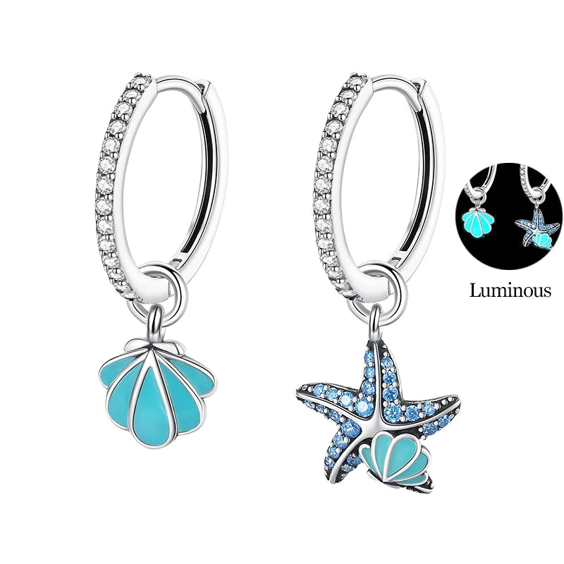 Women's Ocean Theme 925 Silver Dolphin Sea Star Shell Sea Turtle