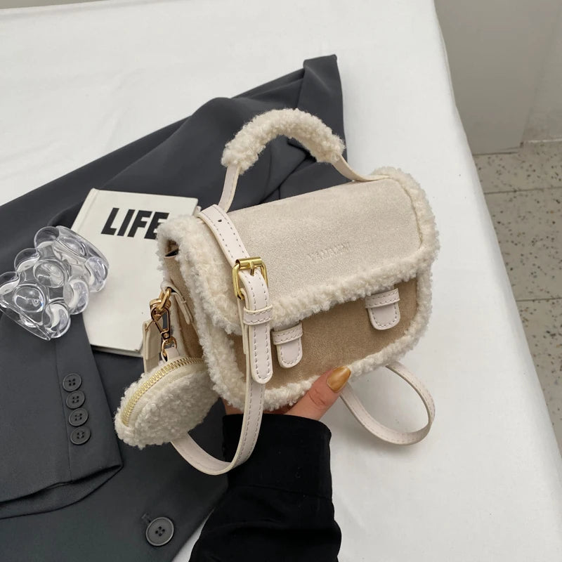 2025 Winter New Women's Plush Small Square Bag Color