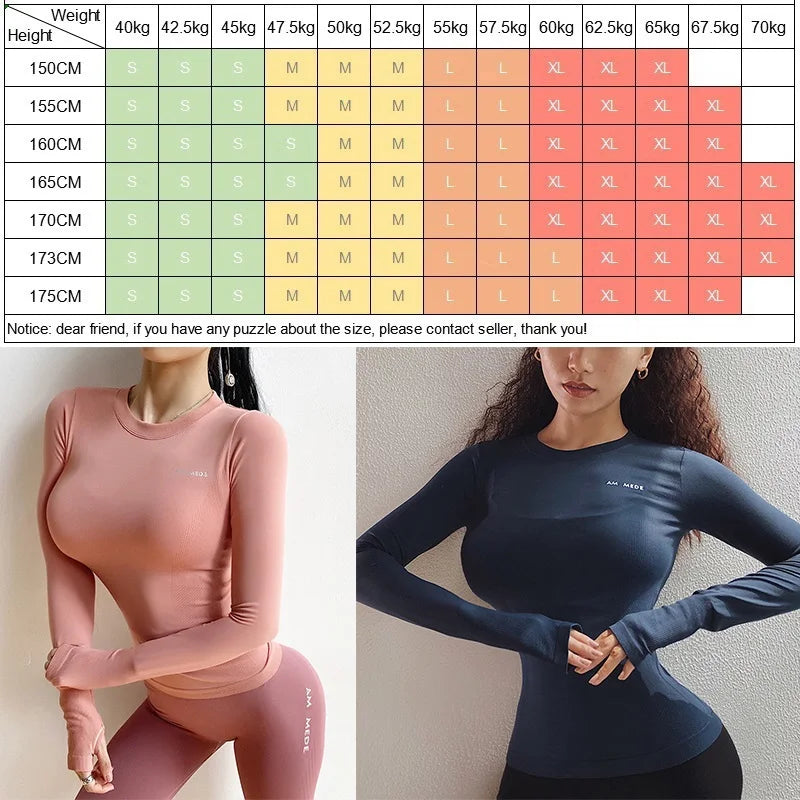 Women Winter Fall Yoga Shirts Long Sleeve Blouse Fitness Sports Gym