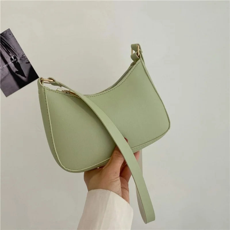 2025. Solid Color PU Leather Shoulder Underarm Bag Women's Fashion Handbags