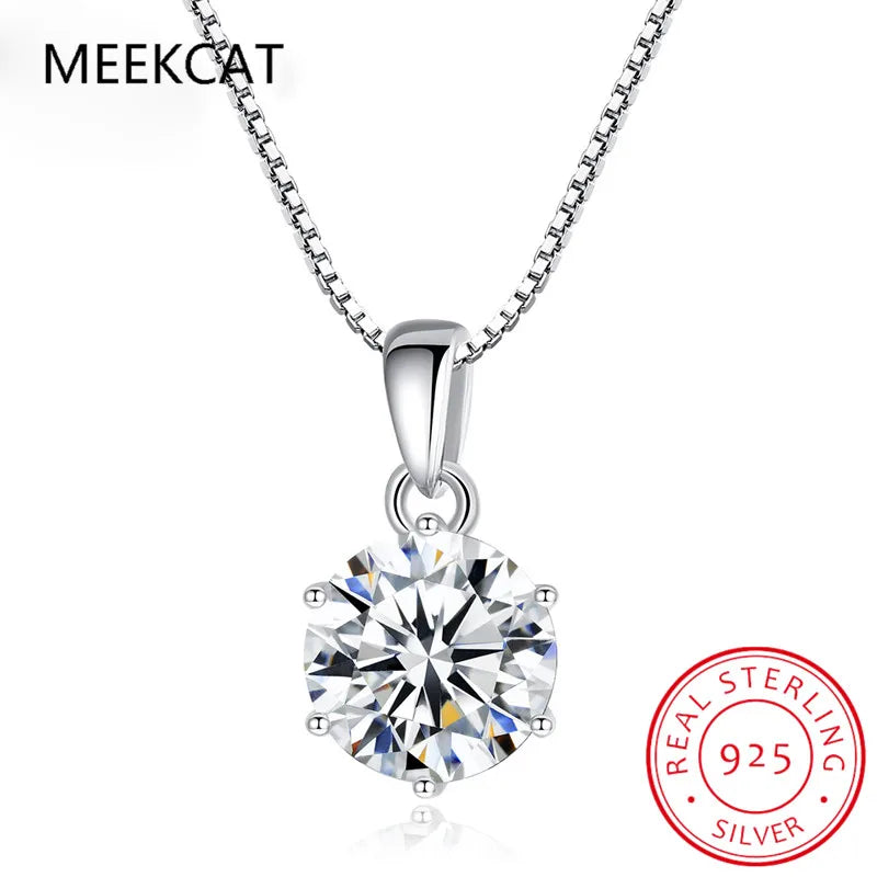 2.0ct VVS1 D Color Moissanite Necklace 925 Soild Sterling Sliver Chain