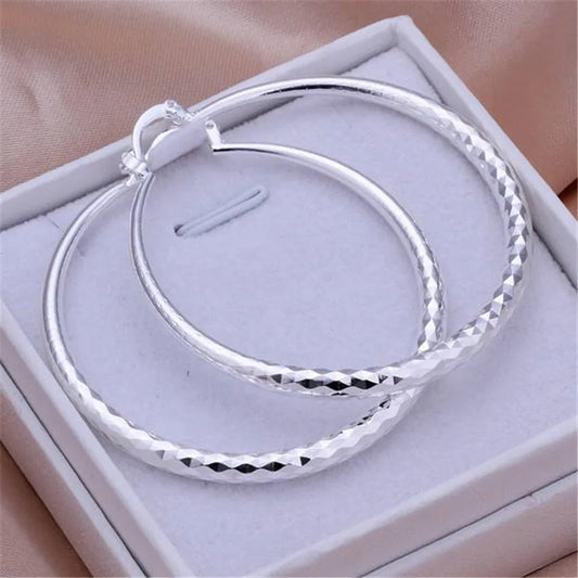 925 Sterling Silver 5CM circle hoop Earrings for Women fashion