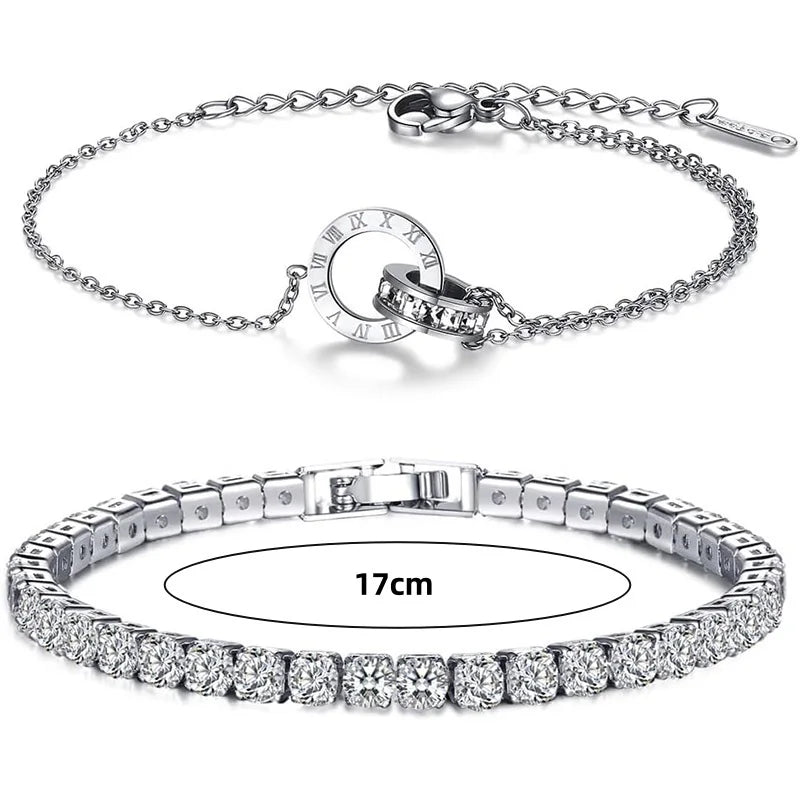 2pcs Gold Silver Bracelets Girls Elegant