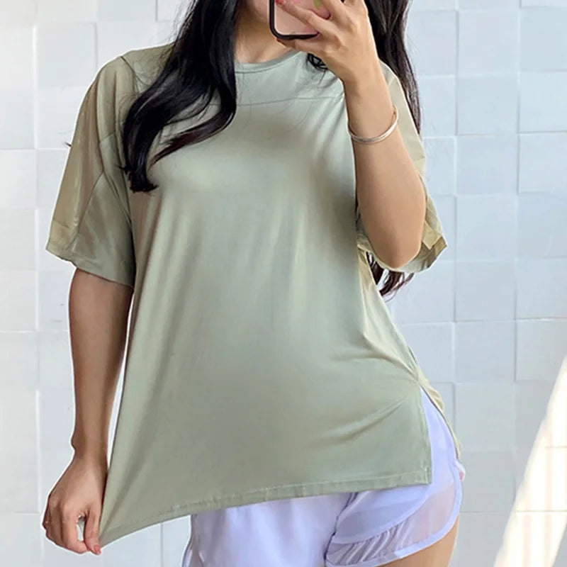 Plus Size Sports Shirt for Big Lady Women S-XXXXXL Crop Top Yoga T-Shirts Gym