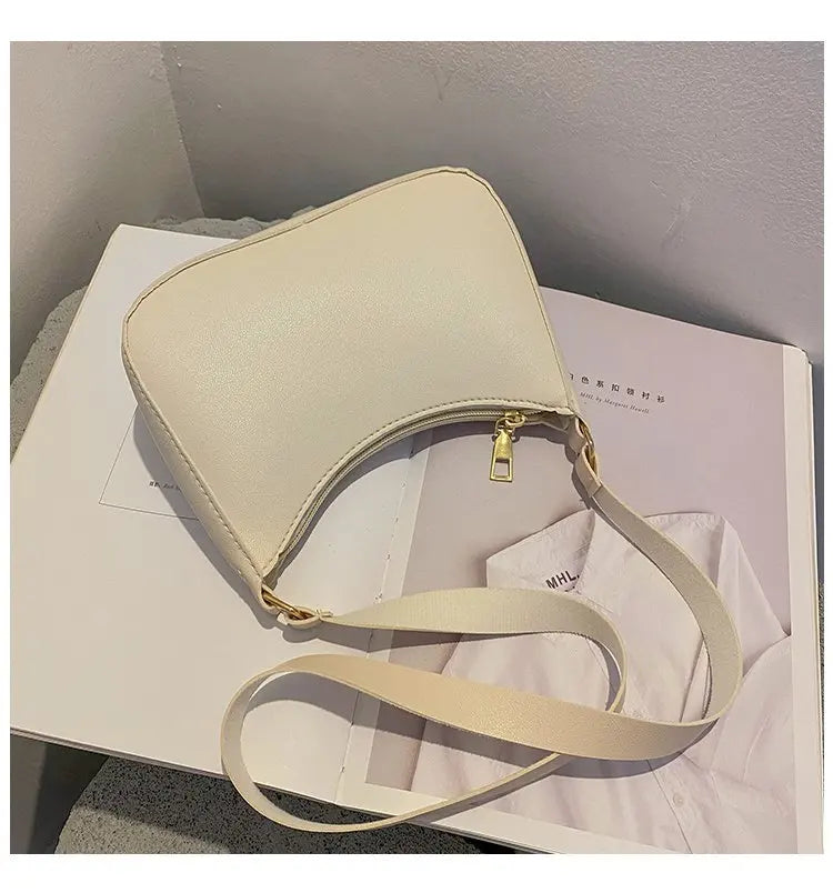 2025. Solid Color PU Leather Shoulder Underarm Bag Women's Fashion Handbags