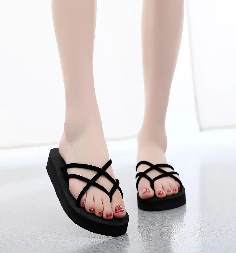 Summer Women Slippers Outdoor Light Weight  Black Non-slip Basic Home Slippers