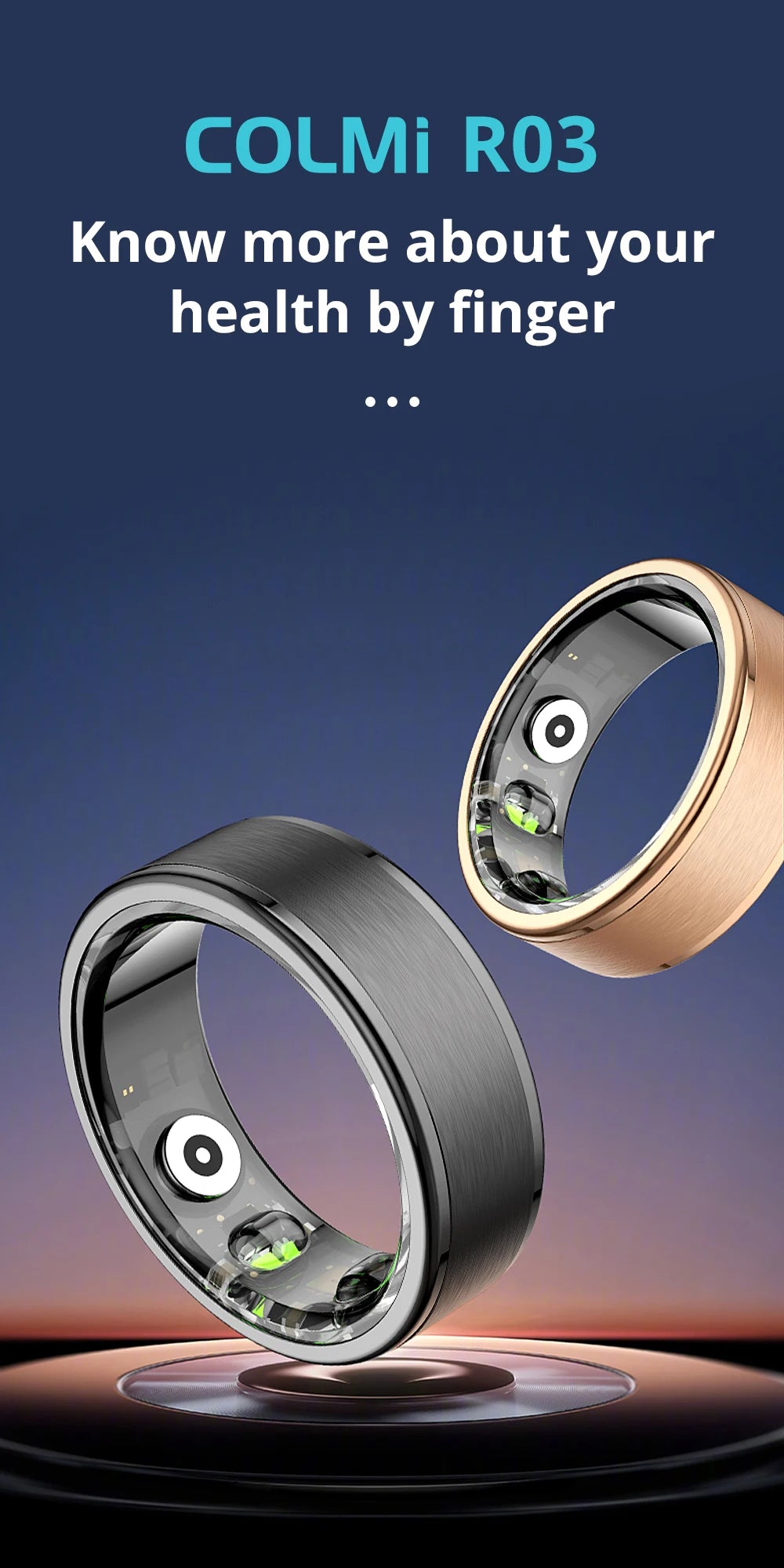 2025 COLMI R03 Smart Ring Men Women, Battery Life 39 Days, Health Monitor, IP68 & 5ATM Waterproof, Multi-sport Mode