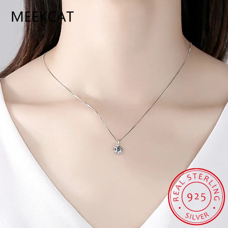 2.0ct VVS1 D Color Moissanite Necklace 925 Soild Sterling Sliver Chain