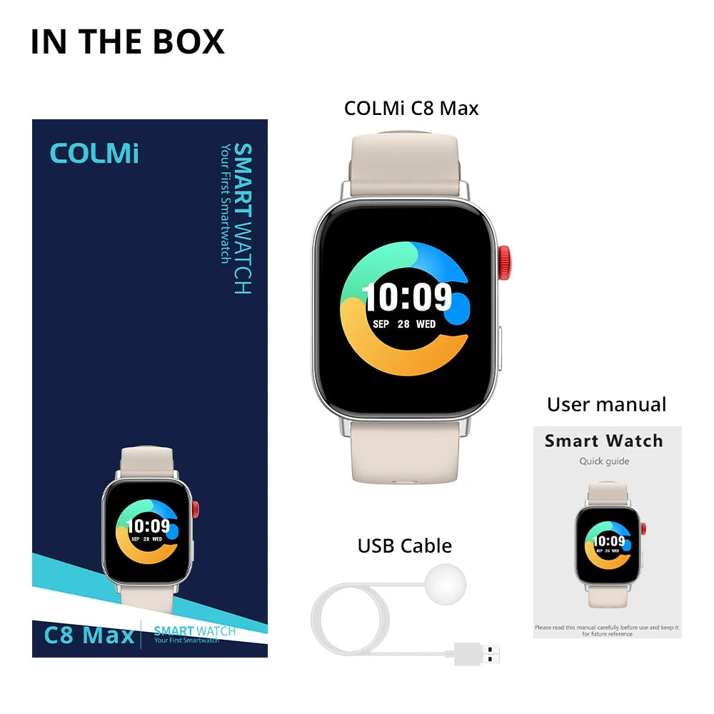 New COLMI C8 Max Voice Calling Smart Watch 1.93" Large HD Color Display Health and Fitness Tracking Smartwatch for Men and Women