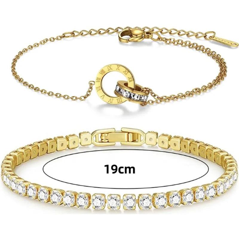 2pcs Gold Silver Bracelets Girls Elegant