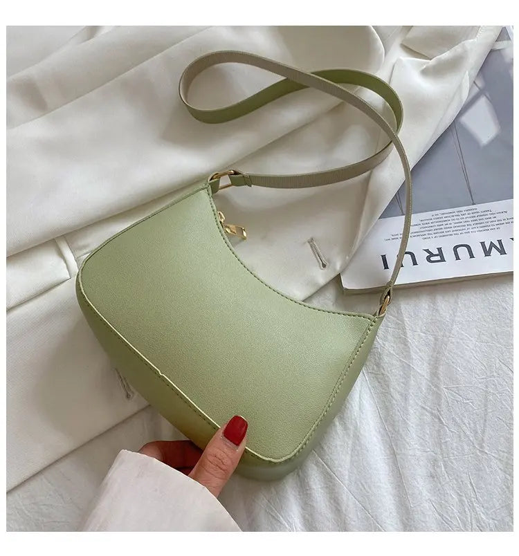 2025. Solid Color PU Leather Shoulder Underarm Bag Women's Fashion Handbags