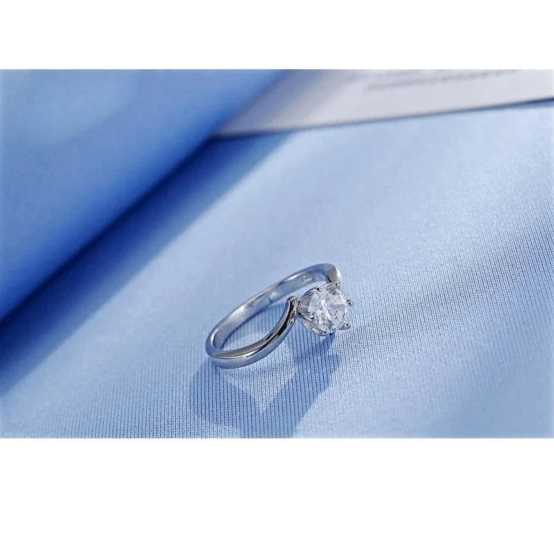 Trendy 925 Silver Color Cubic White Zircon Rings for Women Accessories