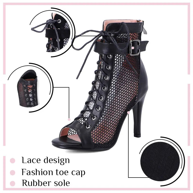 Women Dance Shoes Stilettos High Heels Latin Dance Boots Fish Mouth