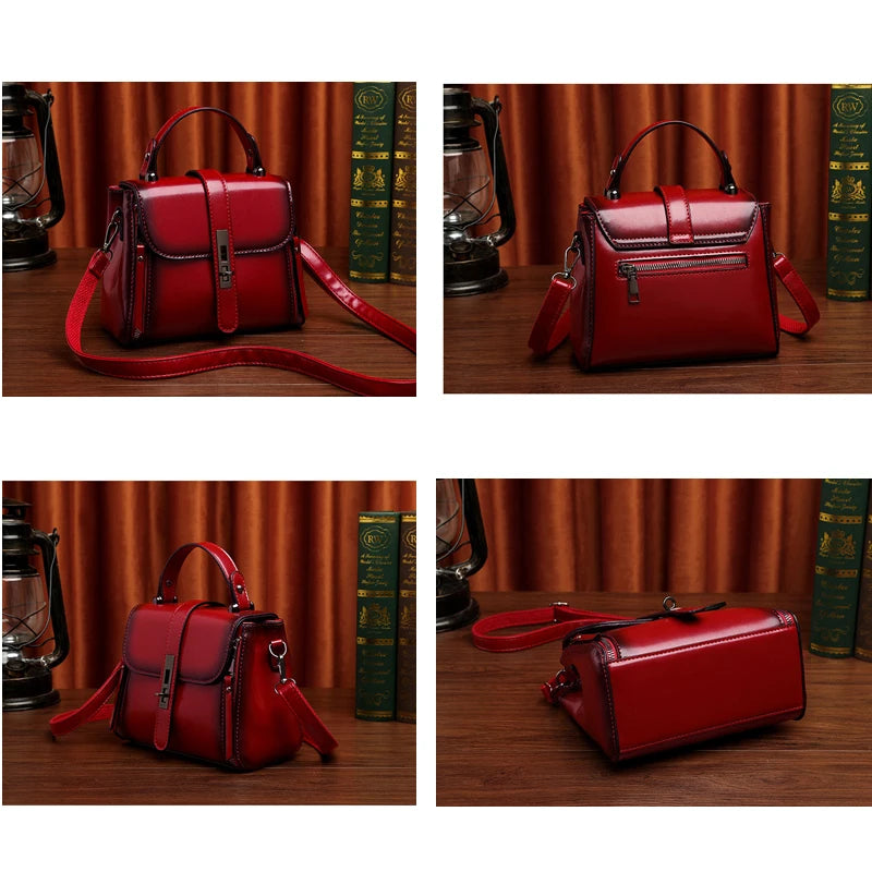 Fashion Small Square Women Shoulder Bags Lock Solid Color PU Leather