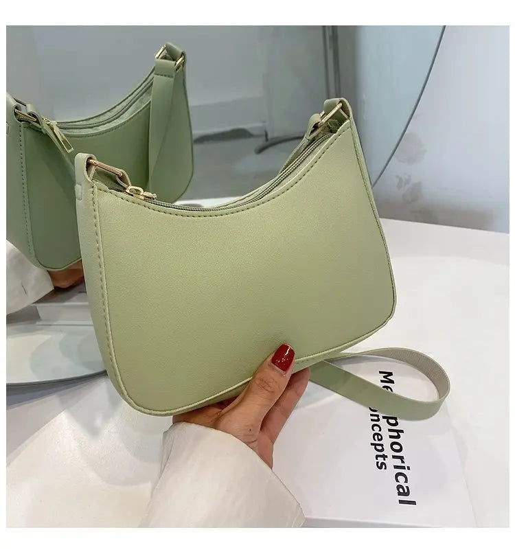 2025. Solid Color PU Leather Shoulder Underarm Bag Women's Fashion Handbags