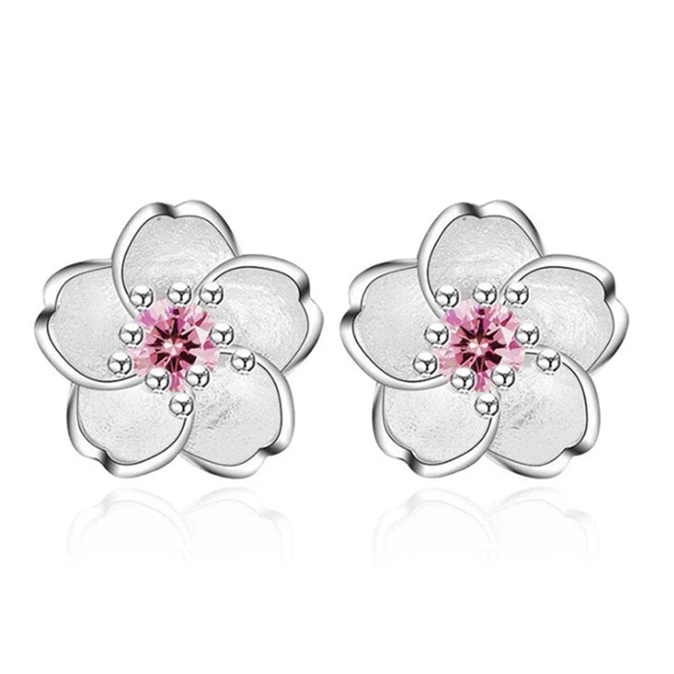 925 sterling silver Fashion women fungus ornaments romantic Earrings pink