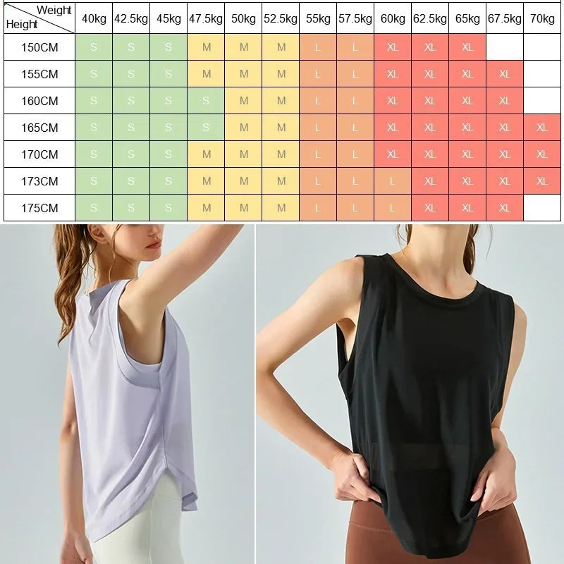 Sleeveless Sports Shirts for Women Plus Size XL Crop Top Breathable Yoga