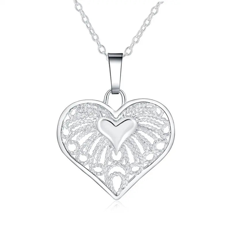 Fashion 925 Sterling Silver 18-24 Inches Fine 25MM Heart Necklace F