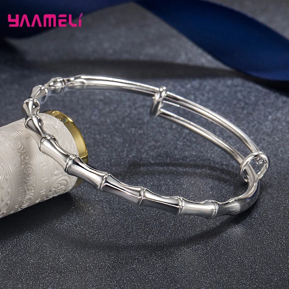 925 Sterling Silver Jewelry Bangles New Trend Bamboo Stylish