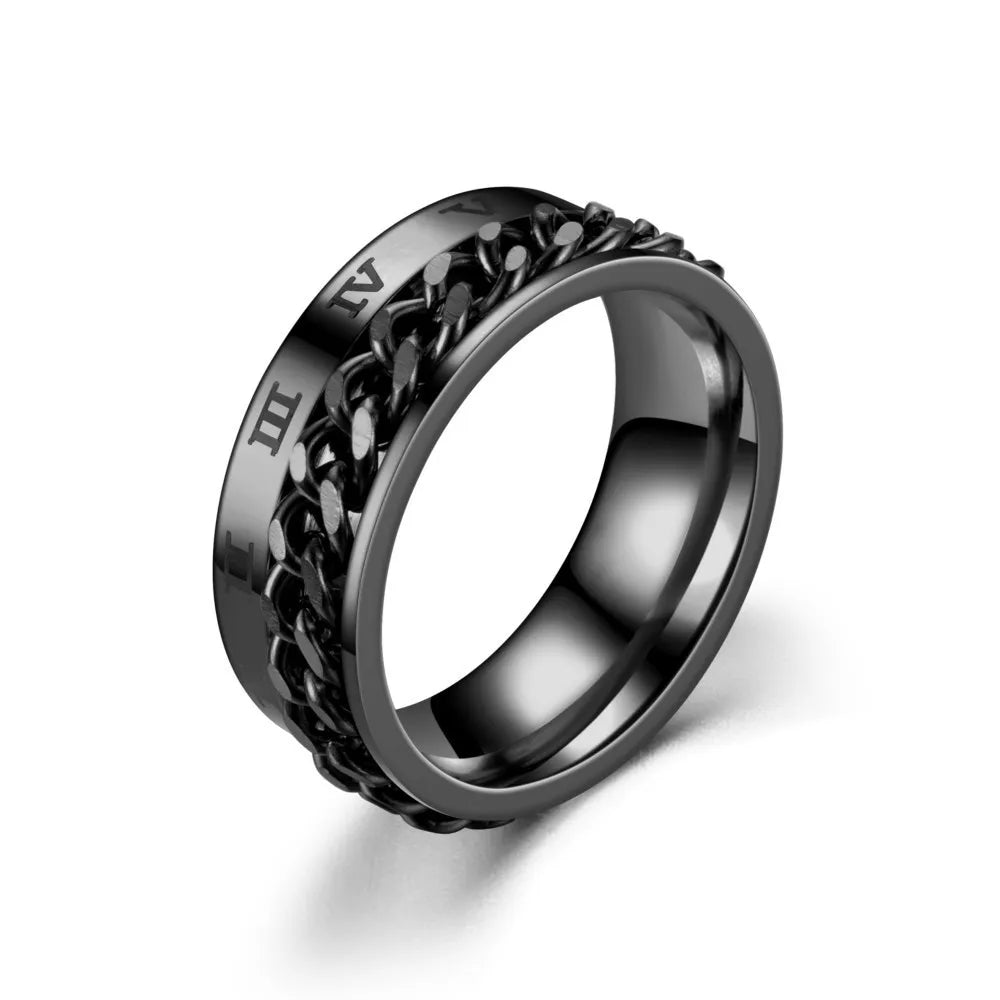 Titanium Steel Rotatable Chain Rings for Women Men Spinner Ring