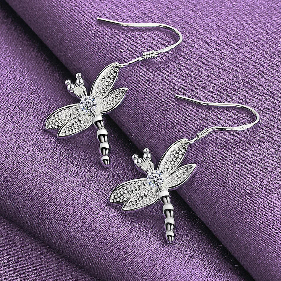 925 Sterling Silver Dragonfly Pendant Necklace Ring Earrings Bangle For Women