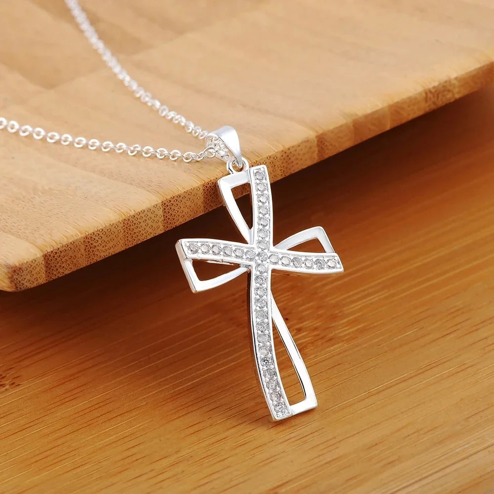 45cm 925 sterling silver necklace charm for women cyrstal