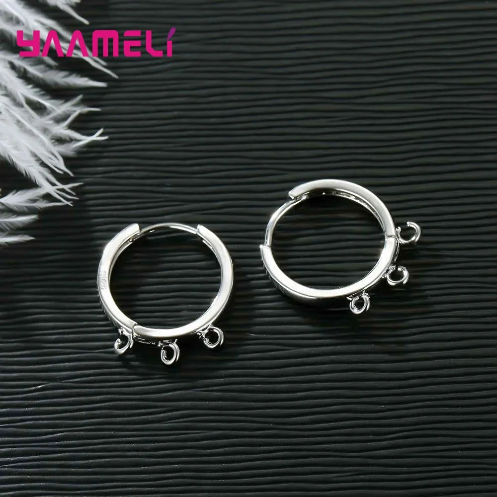 925 Sterling Silver  Circle Edge Loop Hoop Earrings Fittings