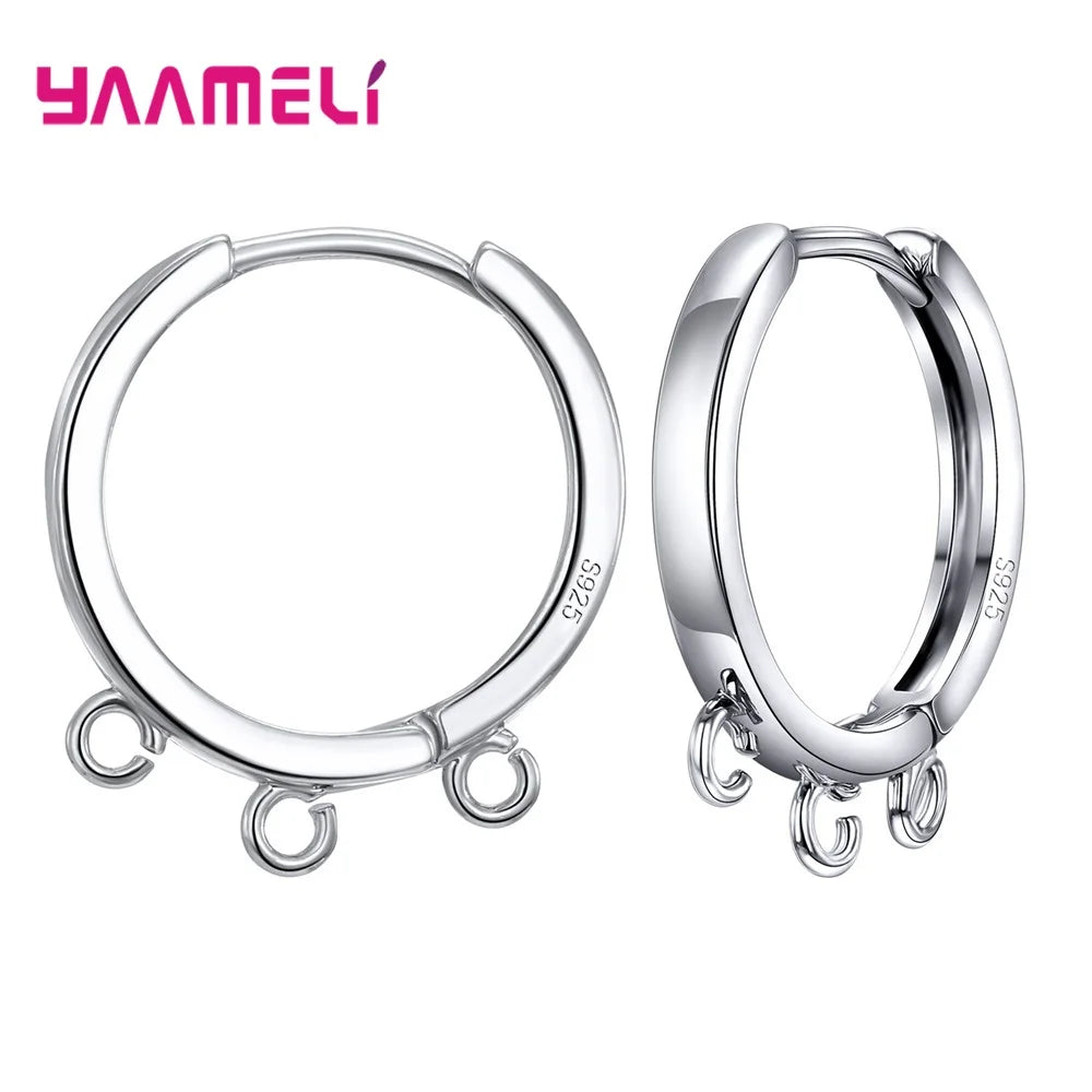 925 Sterling Silver  Circle Edge Loop Hoop Earrings Fittings