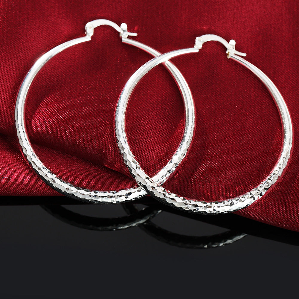 925 Sterling Silver 5CM circle hoop Earrings for Women fashion