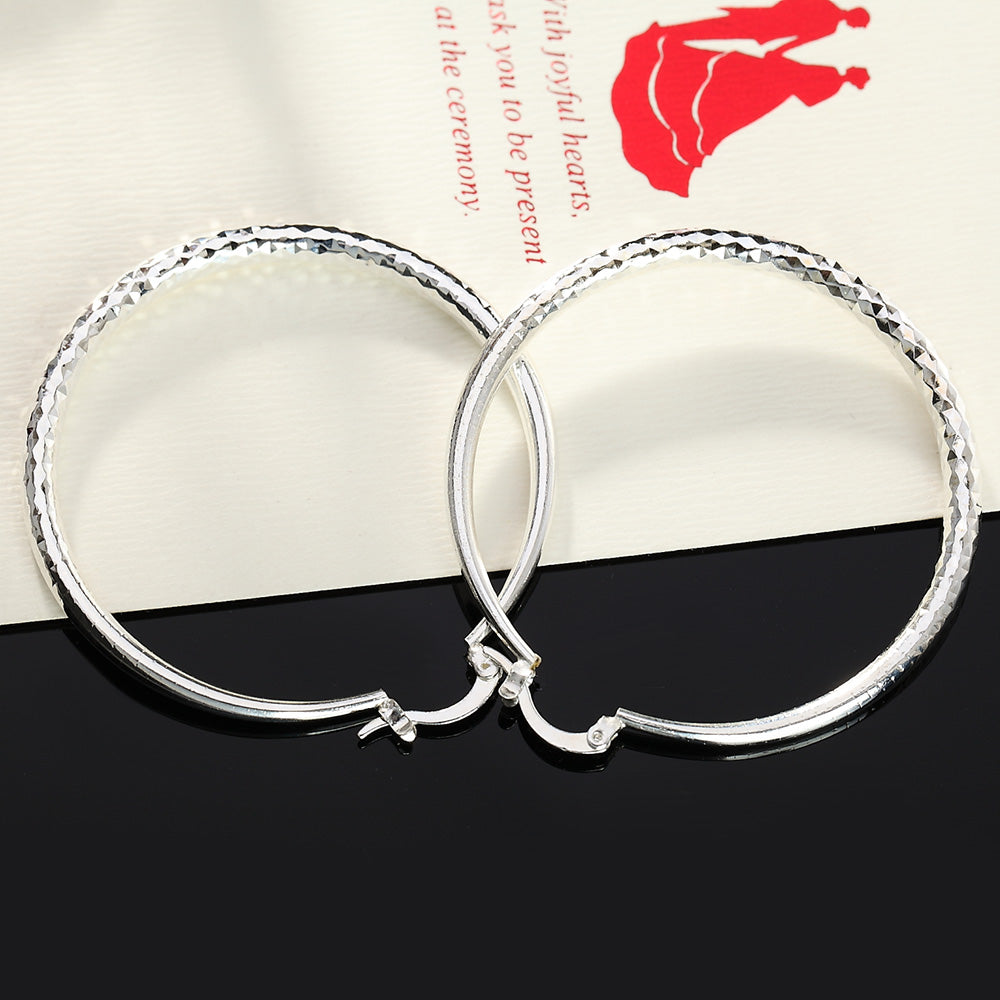 925 Sterling Silver 5CM circle hoop Earrings for Women fashion