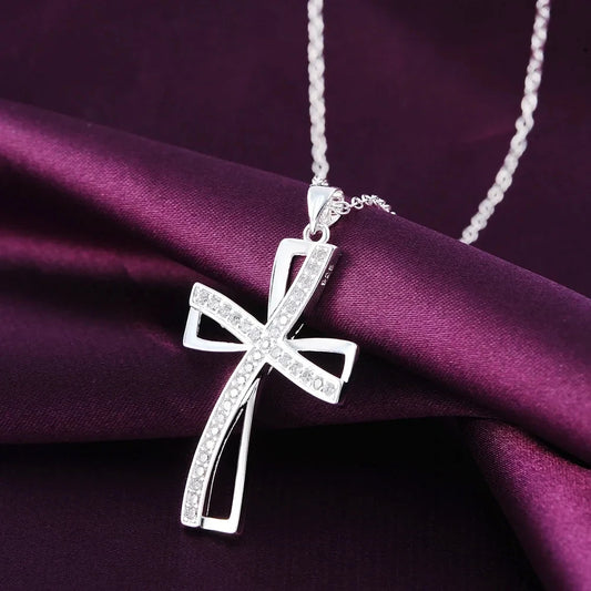 45cm 925 sterling silver necklace charm for women cyrstal