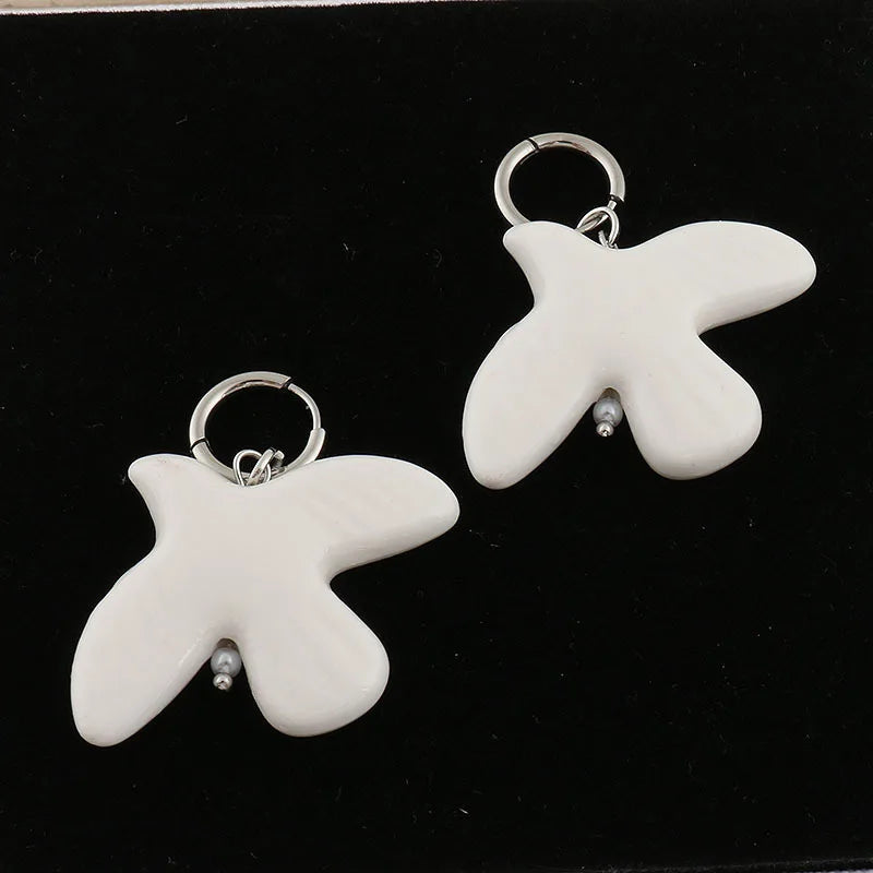 Fashion White Peace Dove Pendant Necklace Earrings for Women