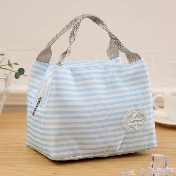 New Lunch Bag Insulated Cold Stripe Picnic Carry Case Thermal