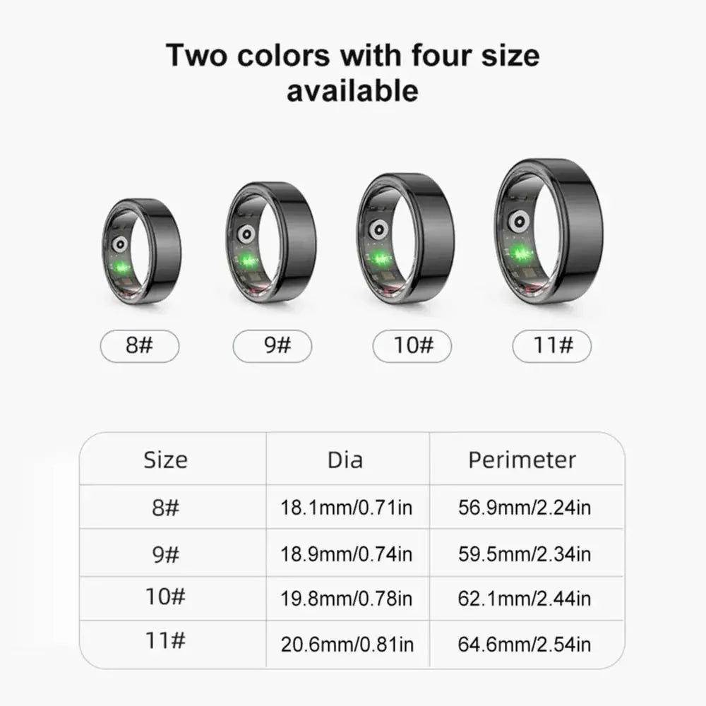 2025 NEW R02 Smart Ring Heart Rate Health Monitor IP68 3ATM Waterproof Multi Sport Modes Blood Oxygen Tracker For Men Women