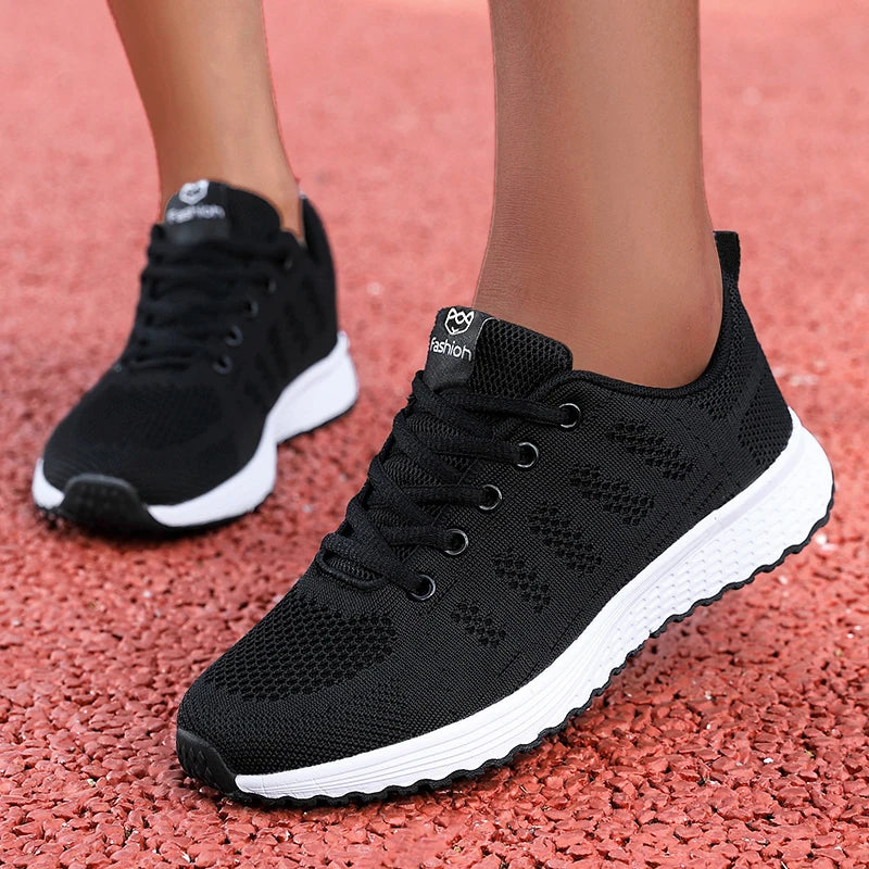 Women's Casual Flats Sports Shoes Mesh Breathable Trainers Ladies Shoes