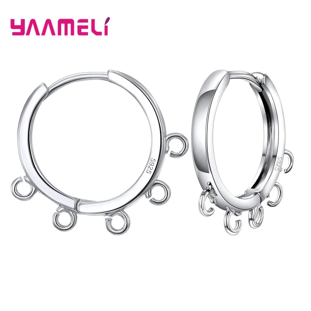 925 Sterling Silver  Circle Edge Loop Hoop Earrings Fittings