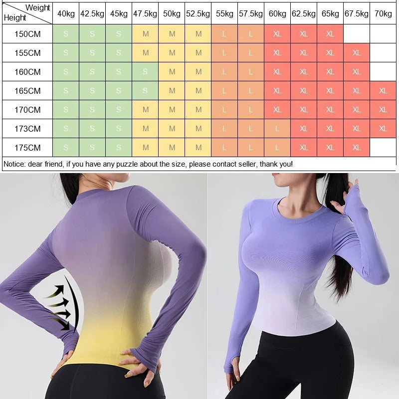 Long Sleeve Yoga Shirts for SEXY Sports Fitness