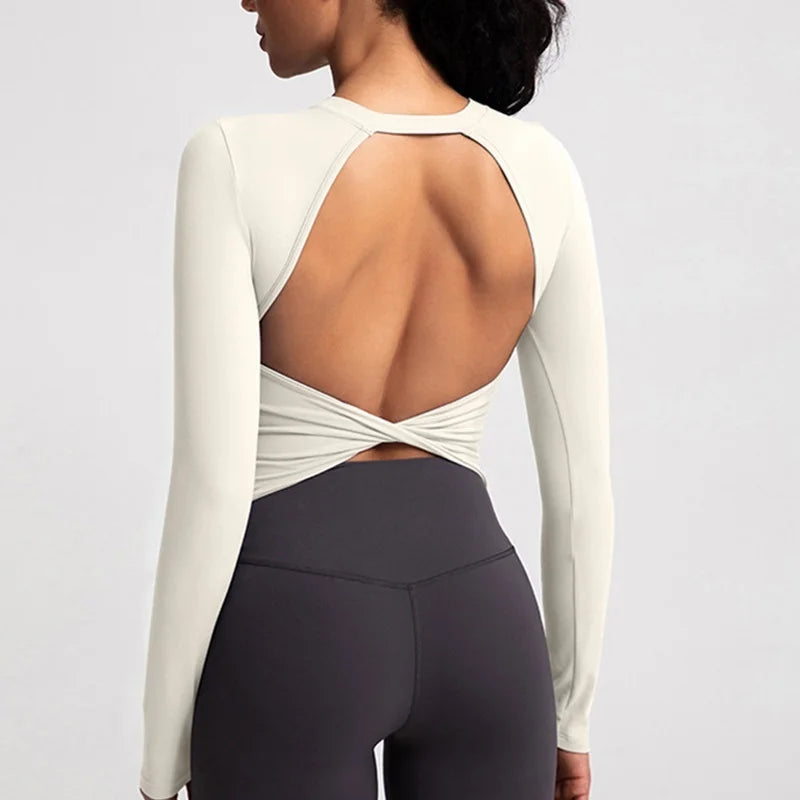 Black Beauty Back Yoga Long Sleeve Blouse