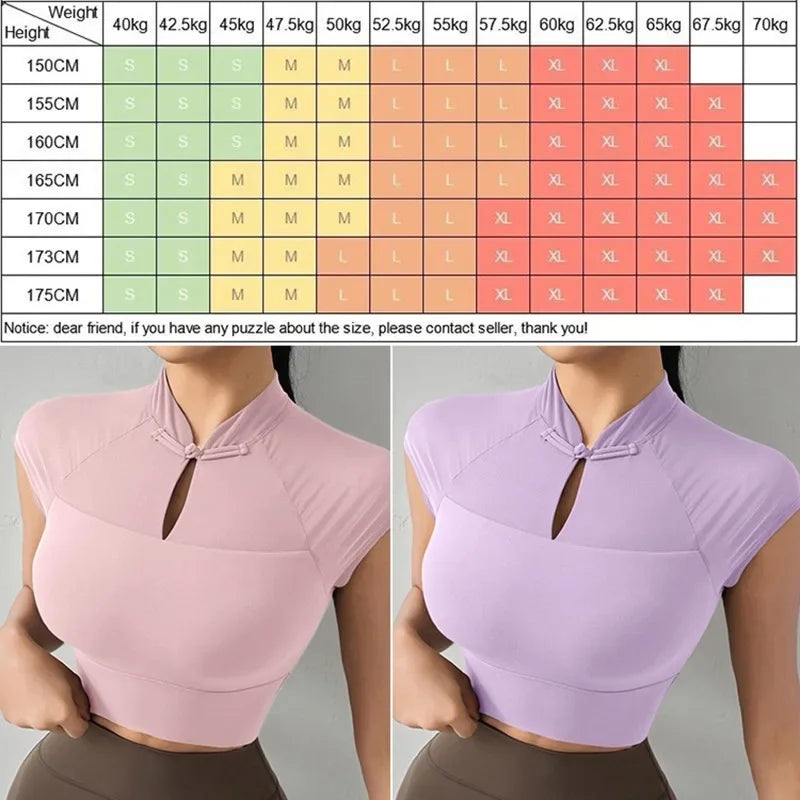 SEXY Yoga Shirts for Women Chinese Sports Tank Crop Tops Short Sleeve