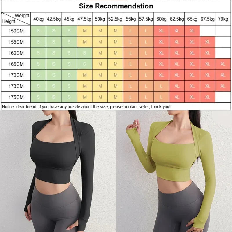 Women Yoga Shirt Long Sleeve Crop Top Lady Sports Gym Blouse Fitness