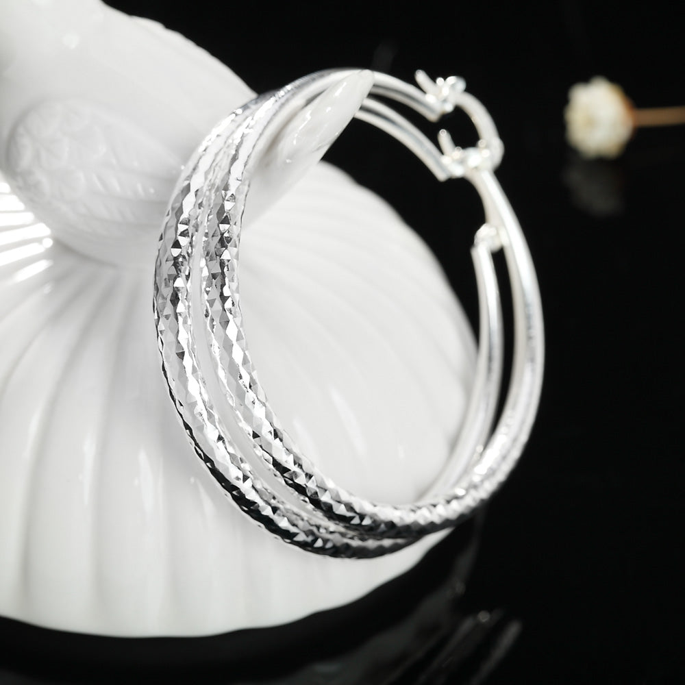 925 Sterling Silver 5CM circle hoop Earrings for Women fashion