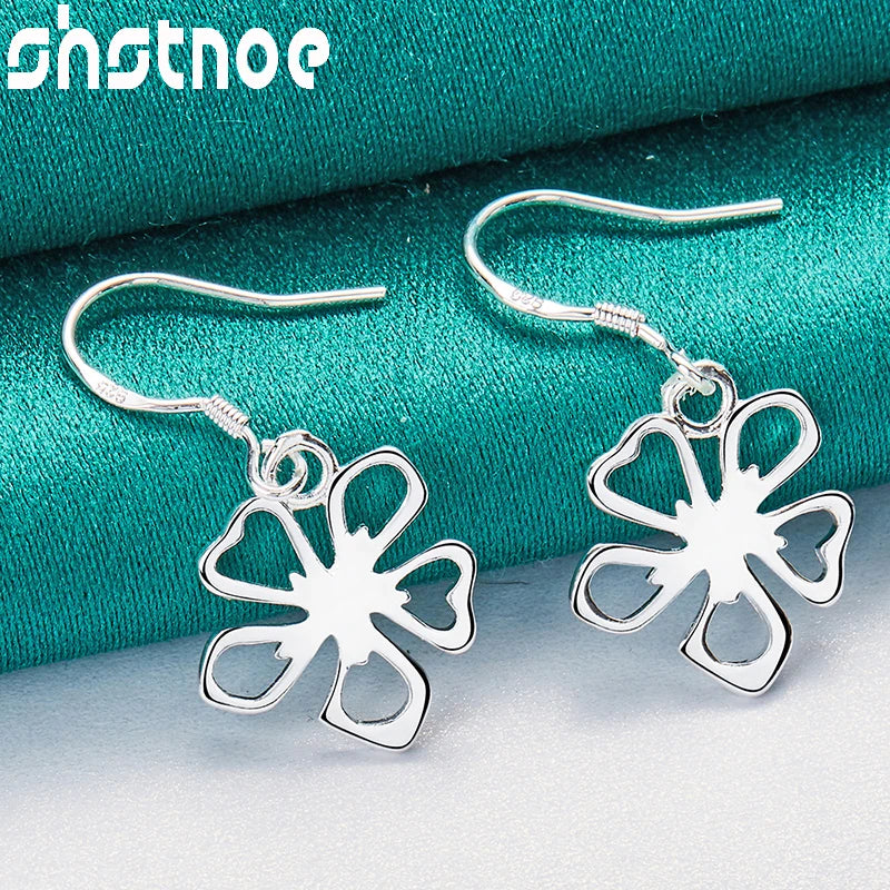 3pcs 925 Sterling Silver Flower Jewelry Sets Snowflake