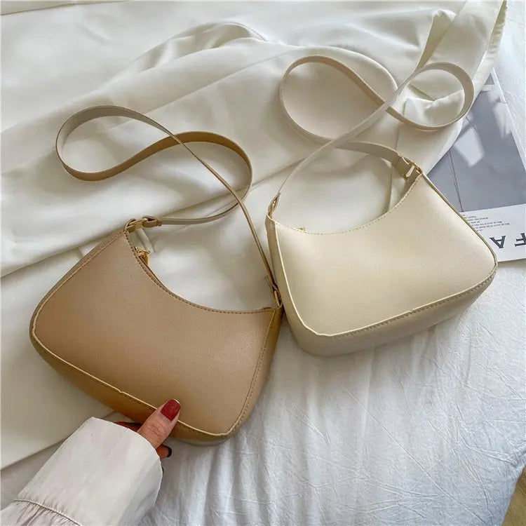 2025. Solid Color PU Leather Shoulder Underarm Bag Women's Fashion Handbags