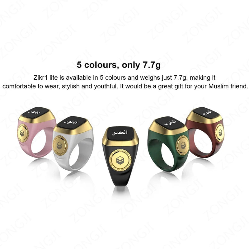 2025 Smart Zikr Ring  Electronic Digital Counter for Muslims Prayer Time Vibration Reminder Waterproof