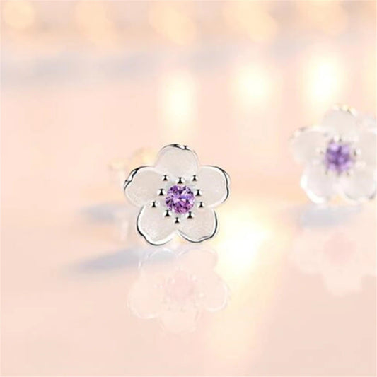 925 sterling silver Fashion women fungus ornaments romantic Earrings pink